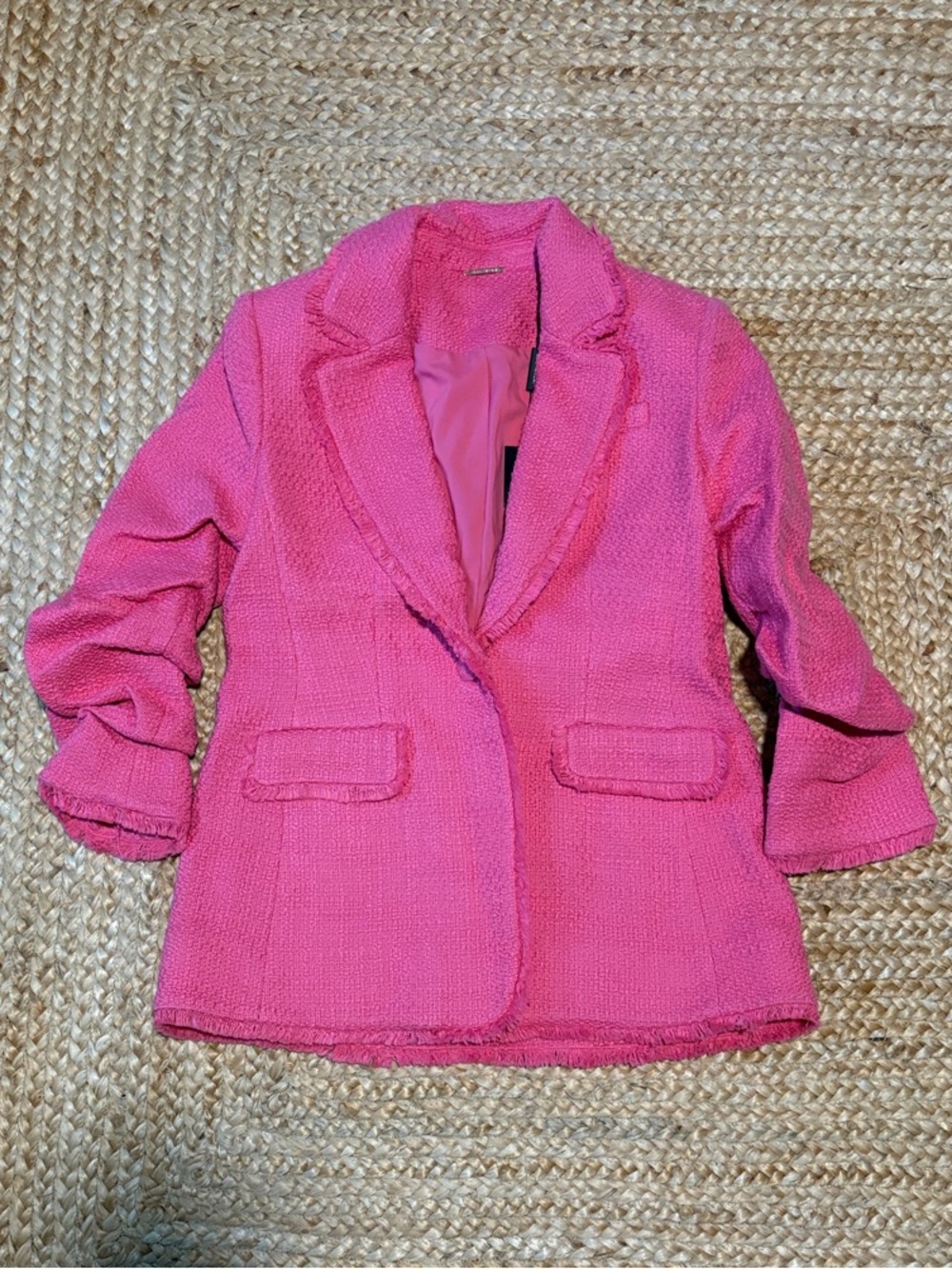 Elie Tahari Hot Pink Tweed Notch-Lapel Blazer